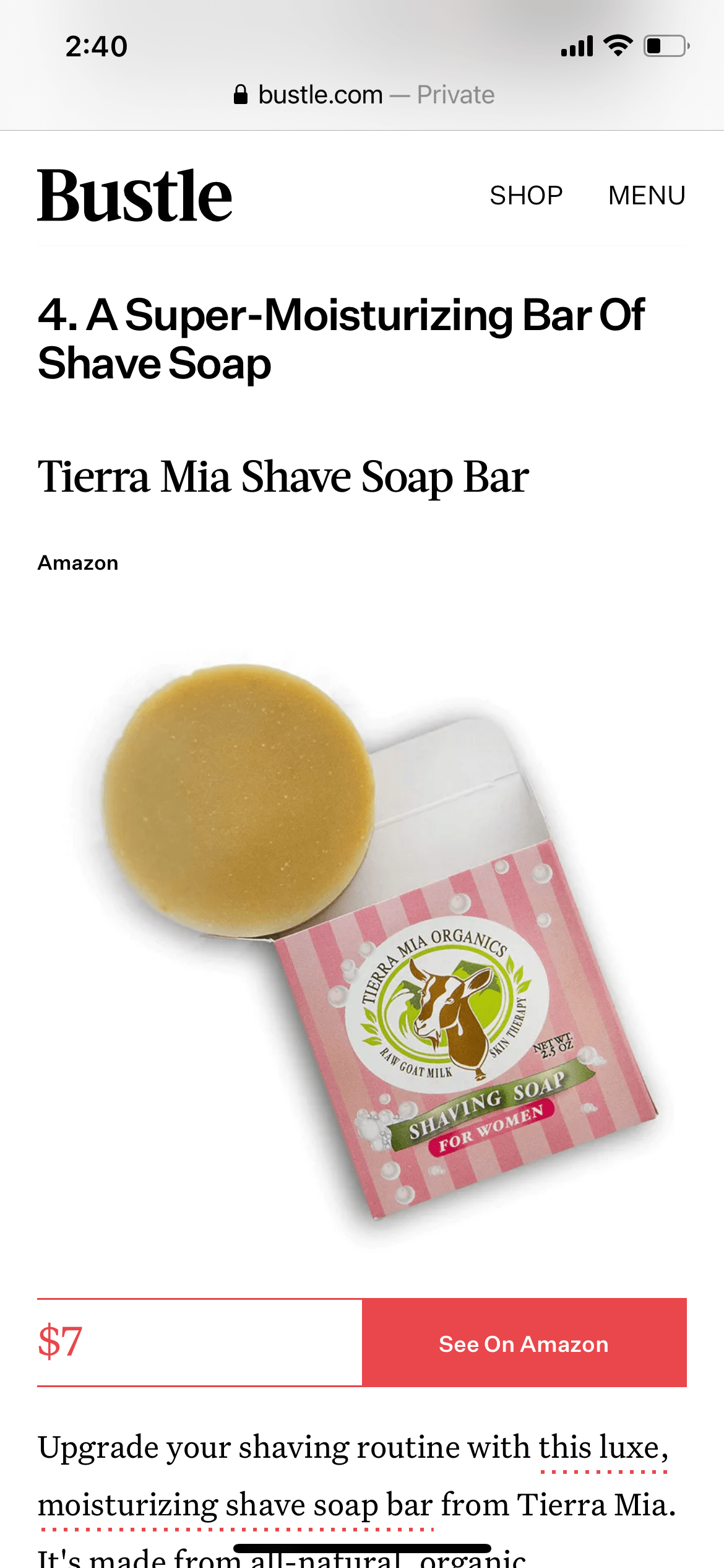 Shaving Soap for Women - Tierra Mia Organics
