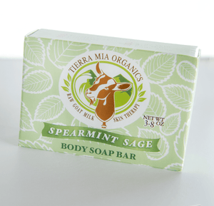 Spearmint Sage — Body Soap Bar Tierra-Mia-Organics-Spearmint-sage-soap-box-in-white-back-drop